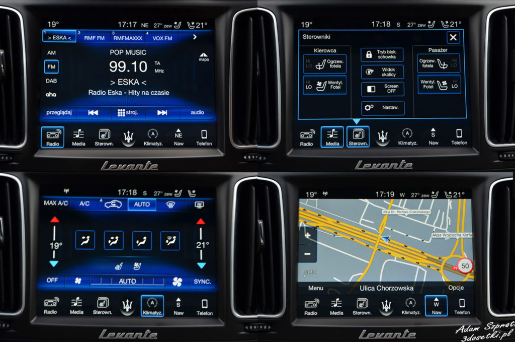 Ekran multimedialny Maserati Levante S, portal motoryzacyjny 